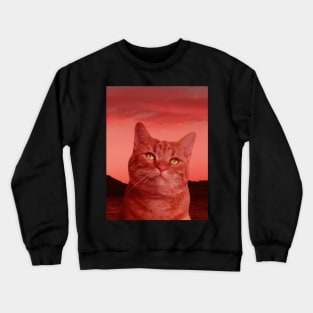 dark red moody tabby cat painting Crewneck Sweatshirt